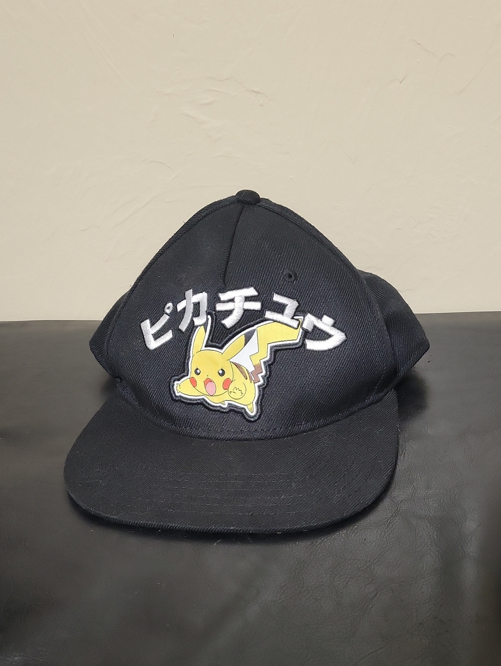 POKEMON PIKACHU SNAPBACK HAT black yellow white katakana kanji japanese